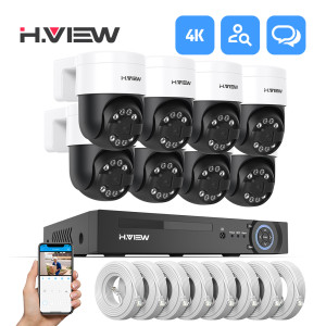 H.view 8CH 4K 5MP 8MP CCTV Beveiligingscamera PTZ Home Video Surveillance Kit Outdoor IP Camera Humanoïde detectie 4pcs 5MP Camera