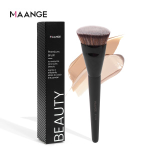 MAANGE Einzelner flacher runder Röhren-Flachkopf-Grundierungspinsel mit Box, Puder, Rouge, Concealer, Make-up-Pinsel, hautfreundliches