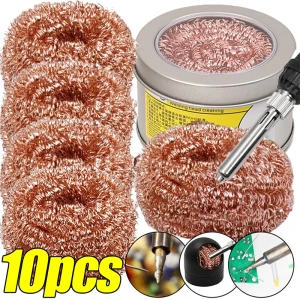 NONE 10–1 Stück Messing-Lötspitzen-Reiniger, Schwämme, Kugeln, Kupferdraht-Schrubber für Lötkolbenspitzen, einfache Oxidentfernung, kein Wasser