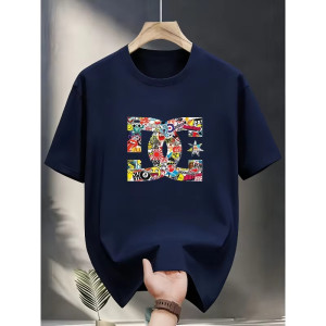 NONE T-shirt Oversize Imprimé de Marque de Luxe Tendance Mode, Coton Décontracté à Manches Courtes, Streetwear Graphique pour l'Été 2026