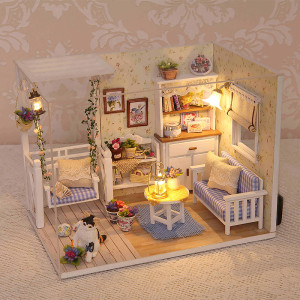 zuuton Kätzchen Mini Puppenhaus 3D Puzzle Montage Modell Bausatz Kreative Zimmer Schlafzimmer Dekoration Mit Möbel Holz Handwerk Geschenke