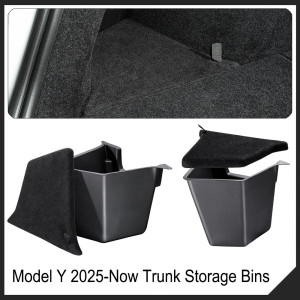 USVOTOV Pour Tesla Model Y Juniper 2025 2026 : Boîte de rangement latérale pour coffre arrière, bacs de coffre avec revêtement en flocage ou TPE,