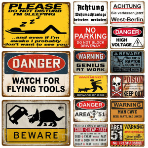 NONE Vorsicht Warnung Metall Zeichen Für Sicherheit Zeichen Gefahr Vorsicht Zinn Zeichen Platte Hause Wand Dekor Vintage Plaque Hause Kunst Malerei