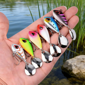 NONE 5/6 stücke Mini VIB Mit Löffel Angeln Lockt 6g 10g 17g 25g 2cm locken Angelgerät Pin Crankbait Vibration Spinner Sinking Köder