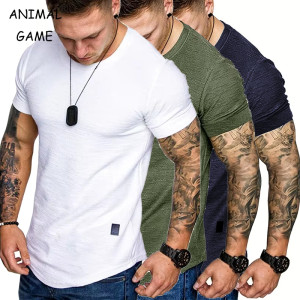 ANIMAL GAME Kurzarm-T-Shirts für Herren, Rundhalsausschnitt, Freizeithemd, Sommer, Basic, leicht, modisch, aktiv, T-Shirts, Sport-Laufshirt