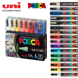NONE 16 stücke Japan UNI POSCA Marker Set Acryl Graffiti Zeichnung Permanent Wasserdicht kinder Zeichnung PC-3M/1M/5M Kunst Liefert