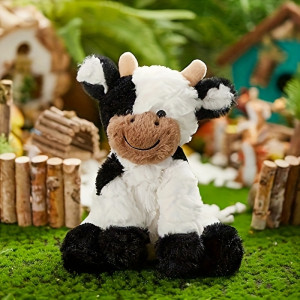 NONE 7,87 Zoll kuscheliges Kuh-Plüschtier, weiches kuscheliges Stofftier für Kinder, niedliche alberne Kuh-Puppe, Kawaii-Rinder-Plüsch,