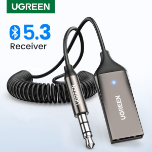 UGREEN Aux zu bluetooth 5,0 adapter 3,5mm bluetooth empfänger für auto usb 2,0 zu 3,5mm jack kit mit eingebautem mikrofon