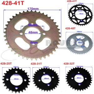 NONE 428 Ketten 25t/31t/32t/37t/39t/41t/42t/48mm 48mm 76mm Kettenrad hinten für ATV Quad Pit Dirt Bike Buggy Go kart motorrad