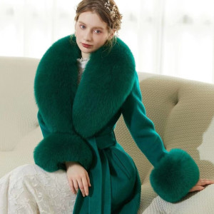 BKQU Echt fuchs Pelz kragen Frauen Natur pelz Schal und Manschette Set Luxus Frauen Mantel Jacke Pelz Schal Hals warme Schals Mode Pelz Schal
