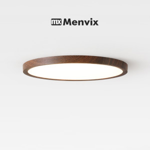 Menvix Moderne LED-Decken leuchte kreisförmige ultra dünne Holzmaserung Walnuss dekorative Licht Schlafzimmer Esszimmer Wohnzimmer Innen haus Licht