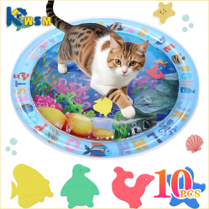 NONE Wasser Sensorische Spielmatte Verdickte Aufblasbare Wassermatte Für Katze Und Hund Haustier Playmat Mit Fisch Meer Ozean Thema Sensorischen