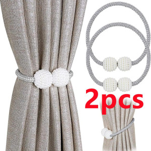 NONE 2PCS Perle Magnetische Vorhang Clip Vorhang Halter Raffhalter Schnalle Clips Hängen Ball Schnalle Raffhalter Vorhang Dekor Zubehör