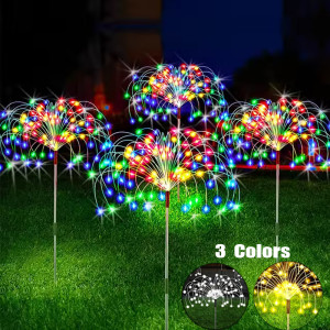 PDQ /4pcs Solar Feuerwerk Licht wasserdicht im Freien 8 Beleuchtungs modi 90-200led Lichterkette Licht Weihnachten 3 Farben Garten