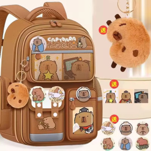 NONE Capibara-Schultasche für Schüler, Kinderrucksack mit großem Fassungsvermögen. Büchertaschen für Mädchen, Jungen, Kinder, Schulanfang