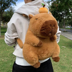 NONE Capybara Plüsch Rucksack Kawaii Mode Plushie Puppe Pelz Anhänger Kinder Umhängetasche Mini Rucksack Taschen Geschenke für Freundin