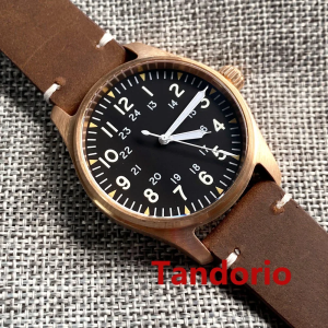 Tandorio nh35a pt5000 solide voll cusn8 bronze 200m wasserdicht 39mm automatische Herren uhr Saphirglas Datum c3 Leucht marken