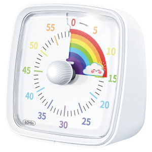 NONE Yunbaoit Visueller Timer mit Nachtlicht, 60-Minuten-Countdown-Timer für Kinder und Erwachsene, leiser Klassenzimmer-Timer für Zuhause, Schule