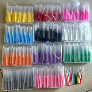 NONE 100/200 Stück Box Interdentalbürste 0,6–1,5 mm Reinigung zwischen den Zähnen Mundpflege Kieferorthopädie I-Form Zahnseide I-Typ Push-Pull