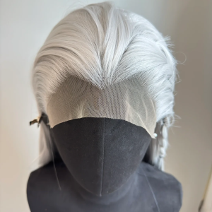 SNQP BeiBei Weiße Lace-Front-Perücken für Frauen, lang, gerade, 13 x 4 Hochtemperaturfasern, natürlich aussehende Cosplay-Perücke, synthetische