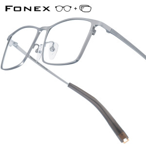 FONEX Progressive Brillen Benutzerdefinierte Photochrome Myopie Optische Linse Brillen Männer Quadratische Brillen Titan Rahmen 874