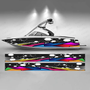 NONE Regenbogen Farben Boot Aufkleber Mode benutzer definierte Fisch Boot-Aufkleber Vinyl wasserdichte Boot Wrap Grafik Boot Wrap Aufkleber