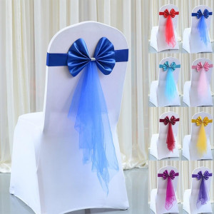 NONE 10/50/100 stücke Stuhl Schärpen Stretch Stuhl Bogen Knoten Mit Schmetterling Organza Band Für Hochzeit Bankett Geburtstag Hotel party Decor