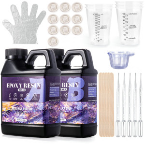 QIAO Epoxidharz-Set mit 1:1-Verhältnis, vergilbungssicher, neu geformtes, kristallklares Epoxidharz-Set für Gussformen, DIY-Schmuck, Kunstharz