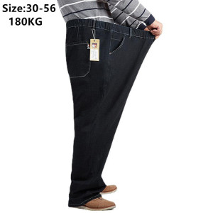 NONE Männer schwarz übergroße Jeans hose 56 54 52 Frühling Herbst 180kg dick plus Größe gerade elastische Taille hohe Vater Sommer jeans