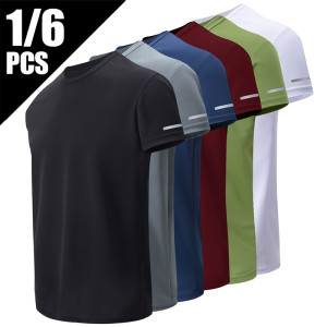 NONE 1/2/4Pcs männer Sommer Einfarbig Mix Und Match Kurzen ärmeln Junge männer Lose Schnell trocknend sport Lauf Shirt Mittleren Alters T-