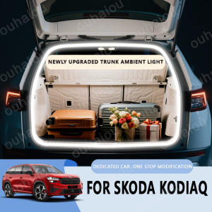 NONE Für 2017–2025 Skoda-Serie Kodiaq Kofferraumlicht-Modifikationslicht Atmosphärenlichter Weiß warmweiß LED-Lichtleiste für den hinteren Kofferraum
