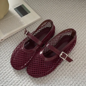 NONE Eilyken Sommer Designer Bequeme Mesh-Absatzschuhe Damen Flache Schuhe Mode Runde Zehenkappe Schnallenverschluss Lässige Outdoor-Kleidersandalen