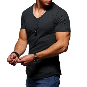 NONE MRMT 2026 Brandneues Herren-T-Shirt mit V-Ausschnitt, einfarbig, große Größe, modisches, lässiges Kurzarm-T-Shirt für Herren