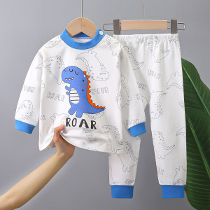 TPMG Kinder-Pyjama-Sets aus Baumwolle, Unisex, weich, bequem, warm, niedlich, Cartoon-Druck, geeignet für Jungen und Mädchen, perfekt für Herbst- und