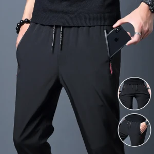 NONE Männer Casual Hosen Stretch Slim Fit Elastische Taille Jogger Koreanische Klassische Blau Schwarz Grau Männliche Marke Hosen Plus Größe