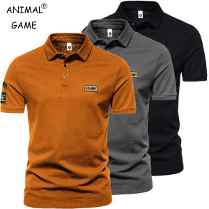 ANIMAL GAME Neue Herren-Kurzarm-T-Shirts, Sommer, atmungsaktiv, bestickt, Poloshirt für Herren, leicht, einfarbig, große Tops