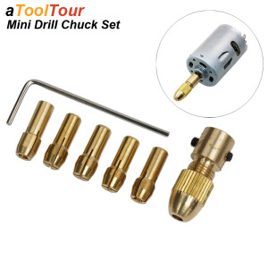 NONE Mini Bohrfutter Spannzange Set Für Elektromotor Welle Fit Micro Twist Bohrer Messing Patrone Dreh Werkzeug Bit Spann Mutter Adapter
