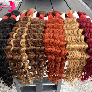 SISTER HAIR 22 24 Zoll tief gewelltes Echthaar für Boho-Zöpfe, kein Schuss, gefärbt, 100 % 12A Echthaar, lockige Bulk-Extensions zum Flechten