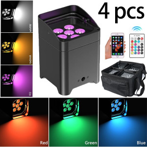 GOTSTAGE 4PCS 6x18W 6IN1 RGBAW + UV Par Licht mit Tasche DMX Fernbedienung WiFi Par Licht Drahtlose LED Bühne Licht für DJ Bar Party