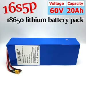 aimjin 3000 W 60 V Lithium-Akku, integrierter BMS-Hochleistungs-Lithium-Ionen-Akku, 60 V 20 Ah Akku 16S5P
