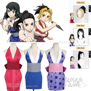 NONE Anime Dämon Cos Slachters Suma Hinatsuru Makio Cosplay Kostüm Uzui Tengen Frauen Jurk Uniform Komplette Sets Frauen Halloween Party