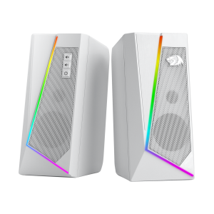 Redragon GS520 RGB-Desktop-Lautsprecher, 2.0-Kanal-PC-Stereolautsprecher mit 6 bunten LED-Modi, verbesserter Klang, Weiß/Rosa