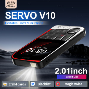 SERVO V10 2 SIM-Karte, kleines Mobiltelefon, Geschwindigkeitswahl, schwarze Liste, Taschenlampe, magische Stimme, 2,01 Zoll Display, 2G GSM-Taste,
