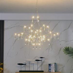 HomeLover Mira Quasar Kronleuchter Golden Lustre Edelstahl Kristall Licht Wohnzimmer Schlafzimmer LED Esszimmer Dekoration Firefly Licht