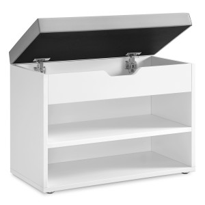 VASAGLE Bench Bench schoenenrek met gewatteerd kussen, 3-niveau schoenenorganizer, 30x60x44 cm voor gang Vintage Brown