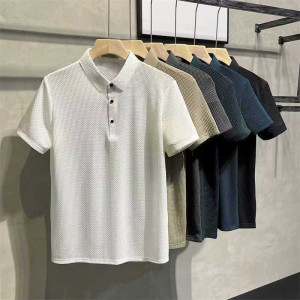 yutwpez Sommer Neue männer Lop-up Hohl kurzarm Polo-Shirt Eis Seide Marke Kleidung Atmungsaktive Business-Mode T-Shirt männlichen Bis 6XL
