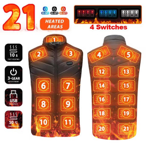 NONE 21 beheizte Weste Zonen elektrisch beheizte Jacken Männer Frauen Sportbekleidung beheizter Mantel Graphene Heat Coat USB-Heizjacke für Camping