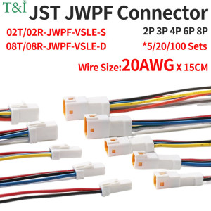 NONE 5/20 SETS JST02T/02R-JWPF-VSLE JWPF Serie Männlich Weiblich Stecker Docking Harness Mini Auto Motorrad Mit 20AWG 15CM Draht Stecker