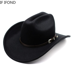 IF IFOND Vintage Western Cowboy Hut für Herren Gentleman Lady Jazz Cowgirl mit Leder breiter Krempe Cloche Kirche Sombrero Hombre Caps