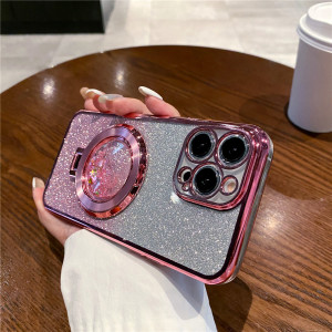 FLYKYLIN Quicksand Ring Stand Glitzer Handyhülle für iPhone 15 14 13 12 11 Pro Max Mini XR X XS Max 7 8 Plus SE 2020 Weiche Silikonhülle